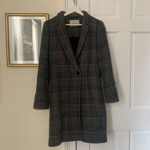 Aritzia Babaton Plaid Black and White Wool Cashmere Winter Coat